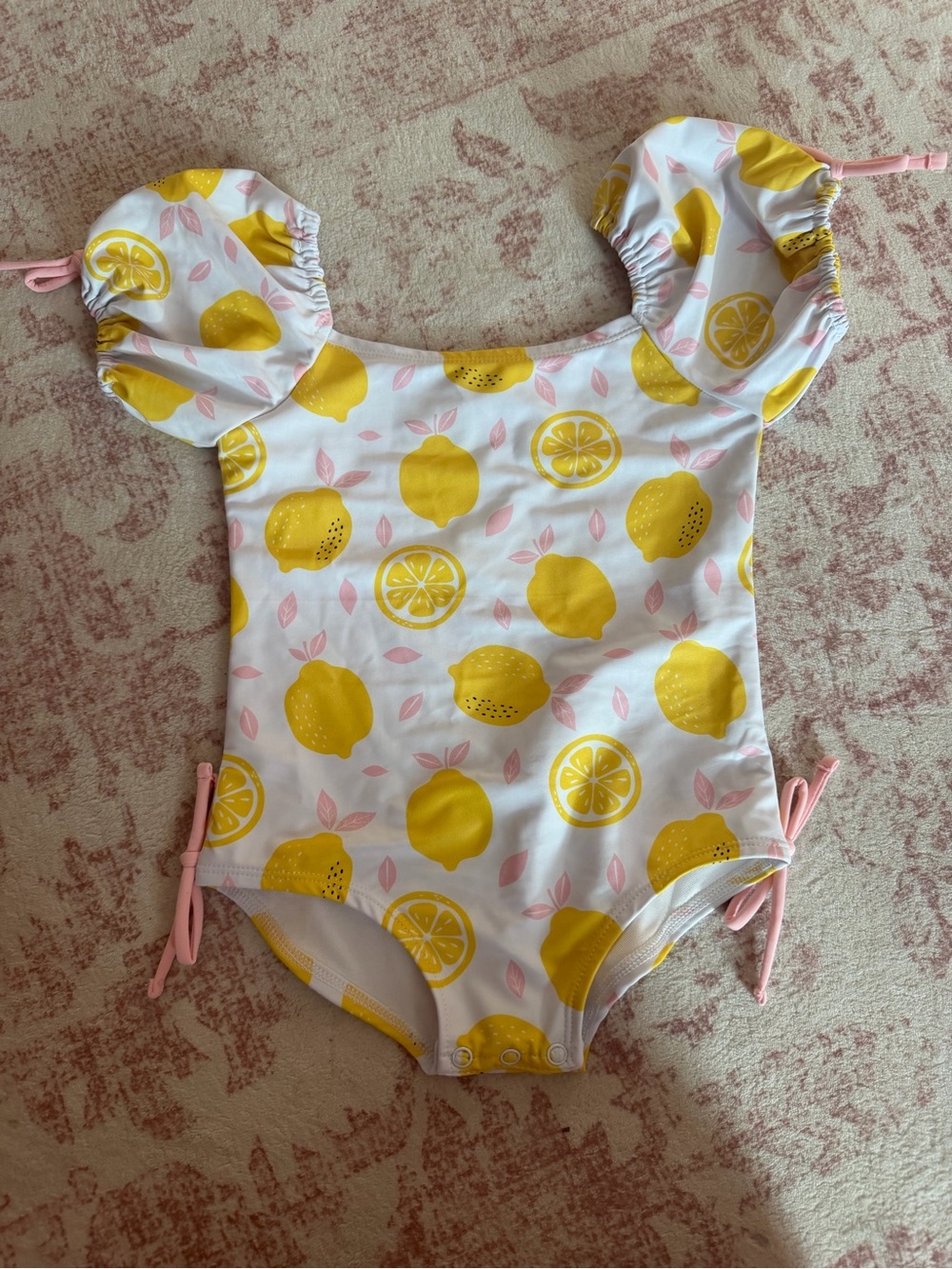 Stitchy Fish Girls Lemon-Print One-Piece Swimsuit - White & Yellow